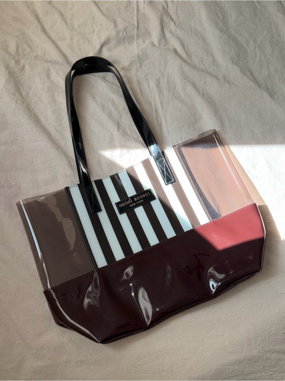 NWOT ICONIC HENRI BENDEL CENTENNIAL STRIPE PVC TOTE BAG